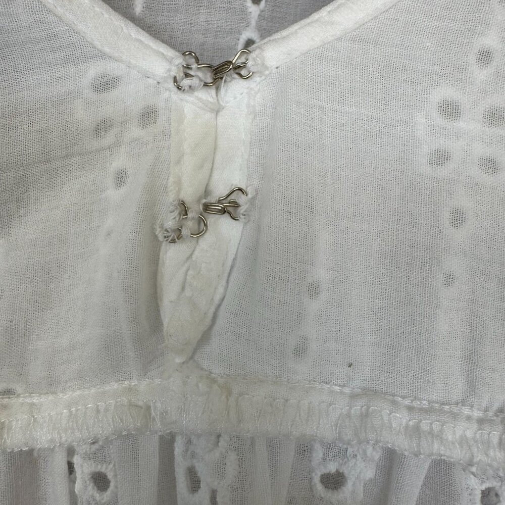 American Eagle White Embroidered Lace Ballon 3/4 Sleeve Peasant Babydoll Blouse - Picture 10 of 16
